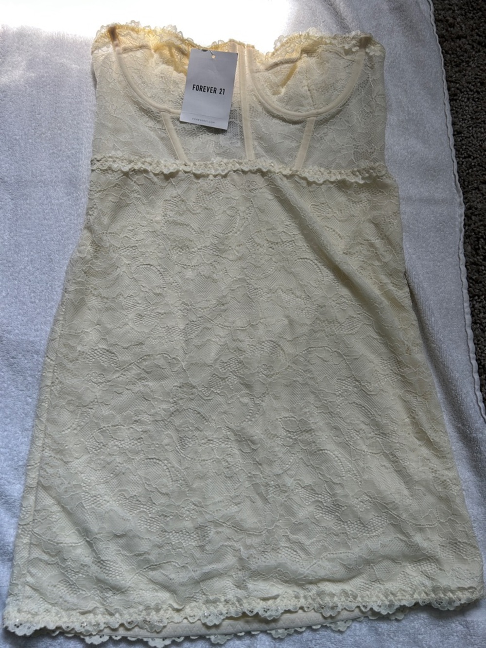 Forever 21 Ivory Lace Strapless Slip Dress
